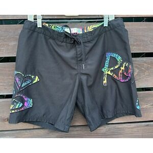 Roxy Womens Y2K Beach Boardshorts Rainbow Print  Logo Size XL